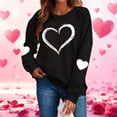 thumbnail image 1 of BLTIBY Valentine Sweatshirts for Women Love Heart Graphic Sweater Long Sleeve Round Neck Pullover Blouse Casual Fashion Valentines the Day Top Black 2 XL, 1 of 9