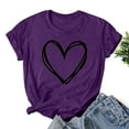 thumbnail image 1 of BLTIBY Valentine's Day Sweatshirt for Women Summer Spring Crewneck Short Sleeve Funny Love Heart Graphic Valentines Shirt Casual Valentines Fashion Pullover Tops Purple L, 1 of 3