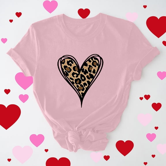 BLTIBY Valentine's Day Sweatshirt for Women Summer Spring Crewneck Short Sleeve Funny Love Heart Graphic Valentines Shirt Casual Valentines Pullover Tops Pink L