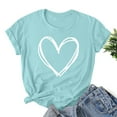 thumbnail image 1 of BLTIBY Valentine's Day Sweatshirt for Women Summer Spring Crewneck Short Sleeve Funny Love Heart Graphic Valentines Shirt Casual Valentines Fashion Pullover Top Light Blue 3XL, 1 of 3