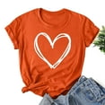 thumbnail image 1 of BLTIBY Valentine's Day Sweatshirt for Women Summer Spring Crewneck Short Sleeve Funny Love Heart Graphic Valentines Shirt Casual Valentines Fashion Pullover Top Orange M, 1 of 3