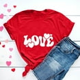 thumbnail image 1 of BLTIBY Valentine's Day Sweatshirts for Women Spring Summer Short Sleeve Crewneck Funny Love Heart Graphic Valentines Shirts Valentines Casual Fashion Pullover Tops Red 2 L, 1 of 7