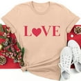 thumbnail image 1 of BLTIBY Valentine's Day Sweatshirts for Women Spring Summer Short Sleeve Crewneck Funny Love Heart Graphic Valentines Shirts Valentines Fashion Casual Pullover Tops Khaki L, 1 of 5
