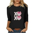 thumbnail image 1 of BLTIBY Valentines Day Shirts for Women Love Heart Printed Crew Neck 3/4 Sleeve Tshirt Holiday Loose Fit Casual Pullover Tops Black 2 XL, 1 of 6
