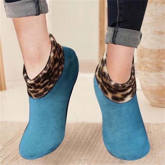 BLTIBY Velvet Indoor Socks Home Non-slip Winter Warm Thermal Socks Slippers Non Slip Elastic Floor Sock Fuzzy for House Oil green One Size