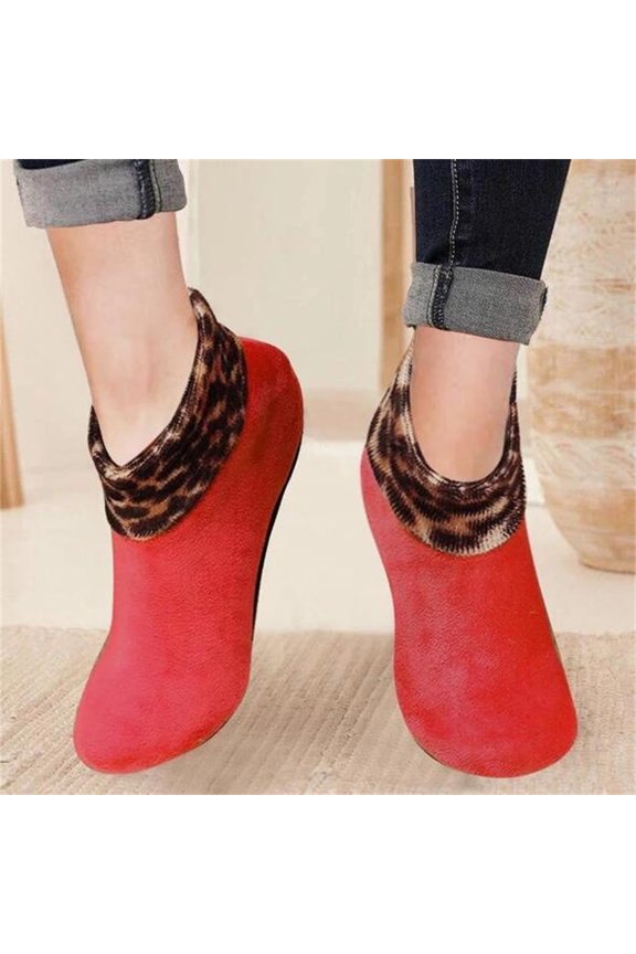 Velvet Indoor Socks Home Non-slip Winter Warm Thermal Socks Slippers Non Slip Elastic Floor Sock Fuzzy for House Red One Size