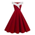 thumbnail image 1 of BLTIBY Vintage Midi Dress for Women Sleeveless Cocktail Swing Elegant V Neck One Shoulder A Line Holiday Evening Party Dresses Red M, 1 of 3