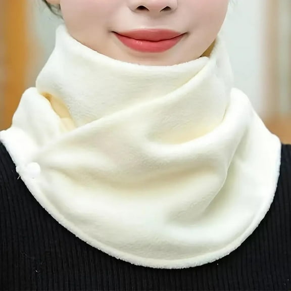 BLTIBY Winter Fleece Neck Warmer Scarf Thick Windproof Neck Gaiter Thermal Fashion for Men Women Outdoor Riding White Free Size