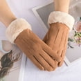 thumbnail image 1 of BLTIBY Winter Gloves for Women Touch Screen Cold Weather Thermal Warm Windproof Suede Gloves Soft Thick Fleece Lining Glove Khaki One Size, 1 of 4