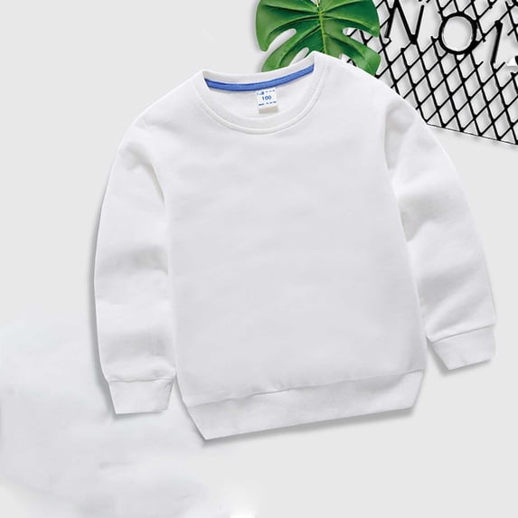 BLTIBY Winter Kids Hoodies Boys Girls Children Solid Color Children's Sweater Pullover Outerwear White 5-6 Years
