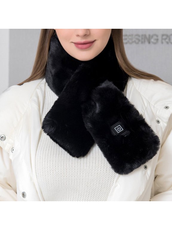 Winter Scarf for Women Men 3 Temp Settings Usb Heating Scarf Cordless Neck Heating Scarf Washable Lightweight Black One Size