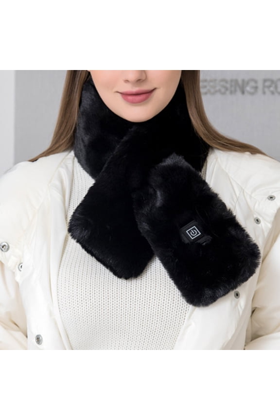 Winter Scarf for Women Men 3 Temp Settings Usb Heating Scarf Cordless Neck Heating Scarf Washable Lightweight Black One Size