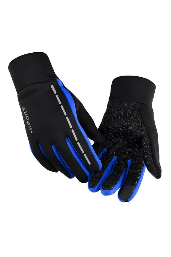 Winter Ski Gloves for Men Women Thicken Warm Reflective Gloves Touchscreen Breathable Gloves for Outdoor Blue Free Size