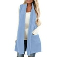 thumbnail image 1 of BLTIBY Winter Vest Coats for Women Puffer Winter Fall V Neck Jacket Lady Warm Thicken Button Long Casual Sleeveless Overcoat with Pockets 2024 Blue M, 1 of 7
