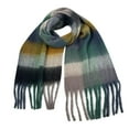 thumbnail image 1 of BLTIBY Winter Warm Scarf for Women Long Shawl Large Scarves Cold Weather Thick Fleece Blanket Scarfs Colorful Plaid with Tassel Army Green Free Size, 1 of 2