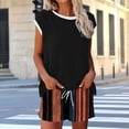 thumbnail image 1 of BLTIBY Women 2 Piece Sets Summer Short Sleeve Crew Neck Top Drawstring Shorts Casual Matching Outfits with Pockets Brown M, 1 of 6