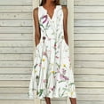 thumbnail image 1 of BLTIBY Women Boho Maxi Dresses Sleeveless Summer Bohemian Floral Printed V Neck Button Casual Loose Beach Dress with Pockets Multicolor M, 1 of 5