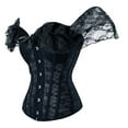 thumbnail image 1 of BLTIBY Women Bustier Corset Court Vintage Body Shaper Adjustable Fishboned Lace Vest One Shoulder Tops Renaissance Gothic Waist Cincher Black XXL, 1 of 4