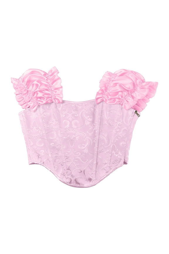 Women Bustier Corset Court Vintage Body Shaper Sleeveless One Shoulder Vest Tops Medieval Renaissance Gothic Waist Cincher Pink XXL