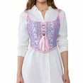 thumbnail image 1 of BLTIBY Women Bustier Corset Court Vintage Lace Up Body Shaper Adjustable Sleeveless Vest Renaissance Medieval Waist Cincher for Halloween Pink S, 1 of 9