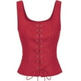 thumbnail image 1 of BLTIBY Women Bustier Corset Court Vintage Lace Up Body Shaper Adjustable Sleeveless Vest Tops Renaissance Medieval Gothic Waist Cincher Red 2 M, 1 of 3