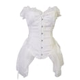 thumbnail image 1 of BLTIBY Women Bustier Corset Lace Body Shaper Sleeveless Solid Color Mesh Vest Top with Button Fashion Slim Fit Waist Cincher White S, 1 of 2