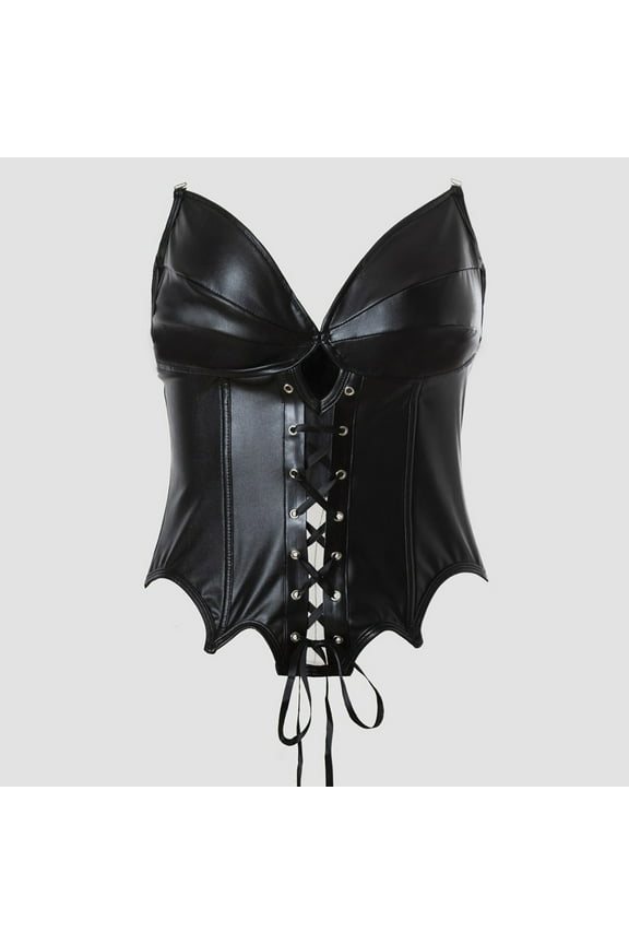 Women Bustier Corset Steampunk Court Body Shaper Adjustable Lace-up Fishboned Vest Sleeveless Renaissance Gothic Waist Cincher Black M