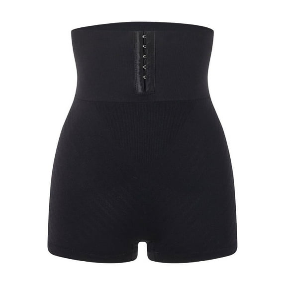 BLTIBY Women Butt Lifter Shapewear High Waisted Tummy Control Underwear with Button Fastening Solid Color Body Shaper Shorts Black L