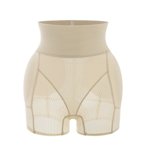 BLTIBY Women Butt Lifter Shapewear Mid/High Waisted Tummy Control Hollow Out Underwear Seamless Solid Color Breathable Body Shaper Shorts Beige 2 XL