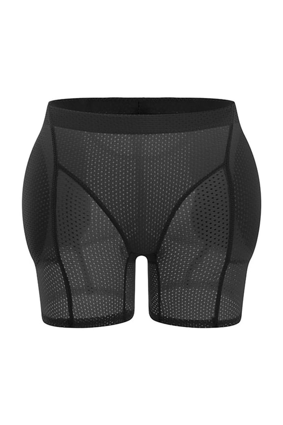 Women Butt Lifter Shapewear Mid/High Waisted Tummy Control Hollow Out Underwear Seamless Solid Color Breathable Body Shaper Shorts Black XL