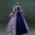 thumbnail image 1 of BLTIBY Women Court Gowns Dress Medieval Fall Winter Gothic Retro Solid Ball Gowns Lace Patchwork Flare Sleeve Premium Halloween Dresses 2024 Blue 5XL, 1 of 3