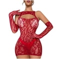 thumbnail image 1 of BLTIBY Women Erotic Lingerie Fishnet Bodystockings Underwear Halter Neck Cutout Full Body Jumpsuit Teddy Bodysuit See Through(Lingerie and underwear not included) Wine Free Size, 1 of 6