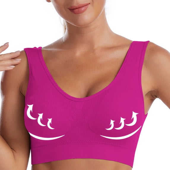 BLTIBY Women Everday Bra Seamless Wireless Solid Color Sports Bra Lightly No Underwire Breathable Comfortable Bras Hot Pink M