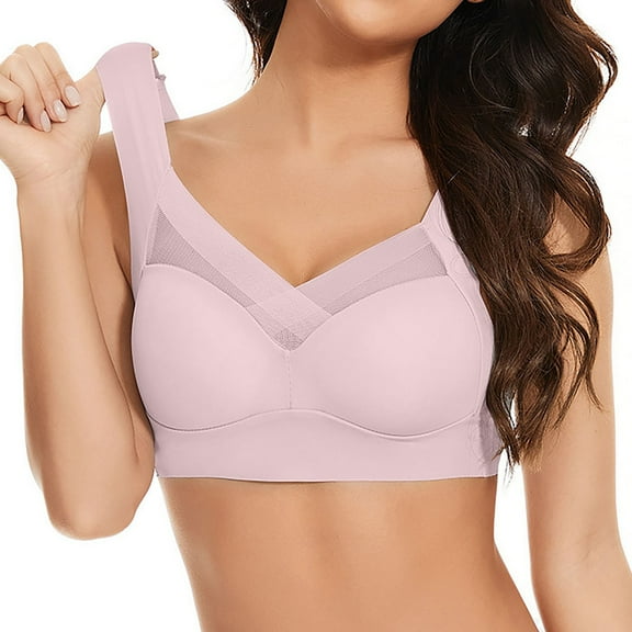 BLTIBY Women Everday Bra Seamless Wireless Solid Color Sports Bra Lightly No Underwire Comfortable Breathable Bras Pink 8XL