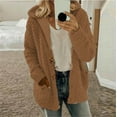 thumbnail image 1 of BLTIBY Women Fleece Jacket Coat Hooded Winter Fall Plush Peacoat Loose Casual Button Cardigan Overcoat Long Sleeve Tops with Pockets Orange L, 1 of 6