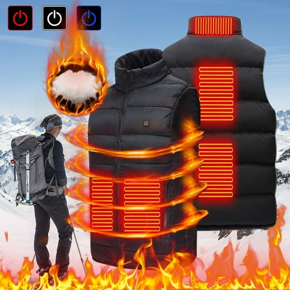 BLTIBY Women Men Heated Vest, Lightweight 5 Heating Zones Vests (Battery Pack Not Included) Winter Warm Casual Sleeveless Jackets with Pockets Black XXL