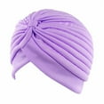 thumbnail image 1 of BLTIBY Women Men Turban Hat Vintage Pleated Head Wrap Headband Cross Twist Arab Hair Wrap Chemo Turban Headwear Purple Free Size, 1 of 1