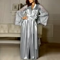 thumbnail image 1 of BLTIBY Women Satin Long Nightdress Silk Lace Lingerie Nightgown Sleepwear Fashion Comfortable Robe Lingerie for Lady Gray L, 1 of 9