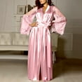 thumbnail image 1 of BLTIBY Women Satin Long Nightdress Silk Lace Lingerie Nightgown Sleepwear Fashion Comfortable Robe Lingerie for Lady Pink XL, 1 of 9