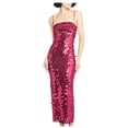 thumbnail image 1 of BLTIBY Women Sequin Dress Solid Color Sparkly Glitter Spaghetti Strap Sleeveless Long Fashion Party Night Out Club Fashion Dresses 2025 Hot Pink M, 1 of 3