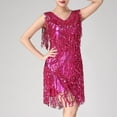 thumbnail image 1 of BLTIBY Women Sequin Latin Dress Fringe Sleeveless Ballroom Salsa Cha Cha Cocktail Dance Party Dresses Fashion Costume Hot Pink XXL, 1 of 7