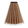 thumbnail image 1 of BLTIBY Women Tulle Midi Skirt High Waist Elastic Waist 3D Polka Dot Mesh Skirt A-Line Layered Bubble Skirt Graduation Dress Khaki M, 1 of 9