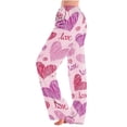 thumbnail image 1 of BLTIBY Women Valentine's Day Pajama Pant Autumn Spring Love Printed Comfy Lounge Wide Leg Fashion Casual Stretch Palazzo Pj Bottoms Trousers with Pockets 2025 Pink 2 L, 1 of 4