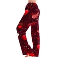 thumbnail image 1 of BLTIBY Women Valentine's Day Pajama Pant Autumn Spring Love Printed Comfy Lounge Wide Leg Fashion Casual Stretch Palazzo Pj Bottoms Trousers with Pockets 2025 Red 5 5XL, 1 of 4