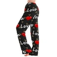 thumbnail image 1 of BLTIBY Women Valentine's Day Pajama Pant Fall Spring Love Printed Comfy Lounge Wide Leg Casual Stretch Palazzo Pj Bottoms Pants with Pockets Black L, 1 of 4