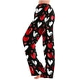 thumbnail image 1 of BLTIBY Women Valentine's Day Pajama Pant Spring Fall Love Printed Comfy Lounge Wide Leg Casual Stretch Palazzo Pj Bottoms Pants with Pockets Black 4 XL, 1 of 4