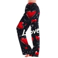 thumbnail image 1 of BLTIBY Women Valentine's Day Pajama Pant Spring Fall Love Printed Comfy Lounge Wide Leg Fashion Casual Stretch Palazzo Pj Bottoms Trousers with Pockets Black 6 M, 1 of 4
