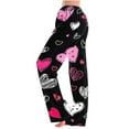 thumbnail image 1 of BLTIBY Women Valentine's Day Pajama Pant Spring Fall Love Printed Comfy Lounge Wide Leg Fashion Casual Stretch Palazzo Pj Bottoms Trousers with Pockets Black 5 S, 1 of 4
