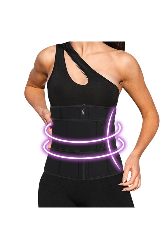 Women Waist Slimmer Belt Trainer Cincher Corset Tummy Control Workout Sweat Band Belly Weight Loss Sports Girdle Black XL