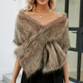 thumbnail image 1 of BLTIBY Women Winter Fake Faux Fur Scarf Cold Warm Wrap Stole Scarf Shawl Shrug Neck Warmer for Wedding Party Evening Proms Coffee Free Size, 1 of 7